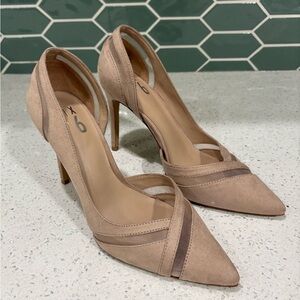 Beige Pointed Toe Heels